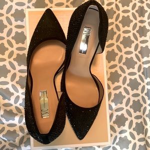 Black sparkle party heels